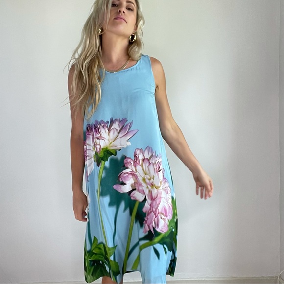 Anthropologie Blue & Purple Flower Tank Dress 8 - Picture 6 of 15
